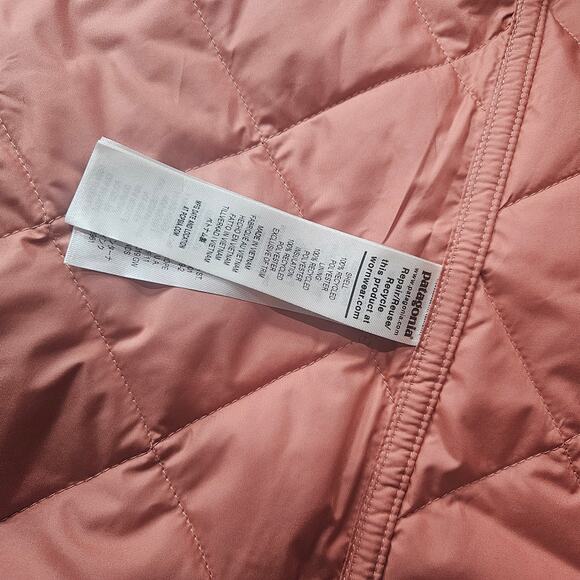 Patagonia Women's Diamond Quilted Bomber Coat Hoody Sienna Clay Size Large - Picture 8 of 9